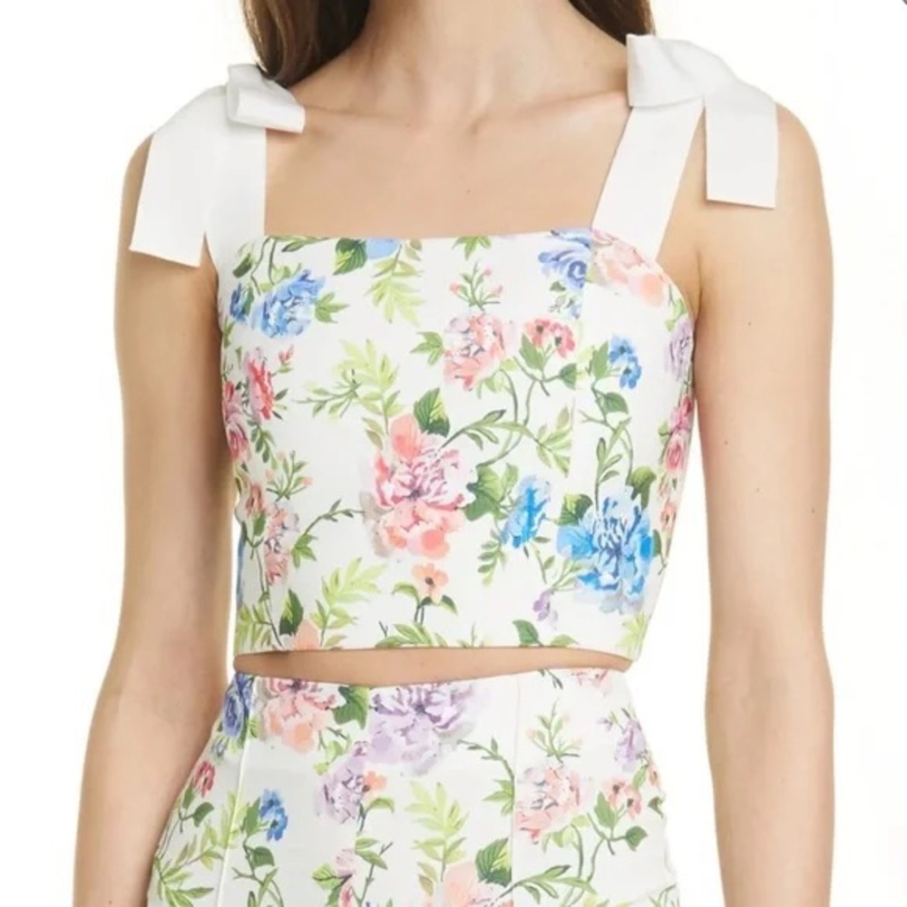 NWT Alice + Olivia Anika Floral Fitted Crop Top